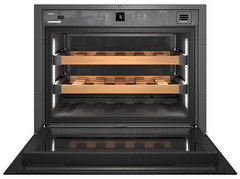 Product image, Perspective: straight open empty, Built-in wine storage cabinet, Casing colour: white, Door colour: black
