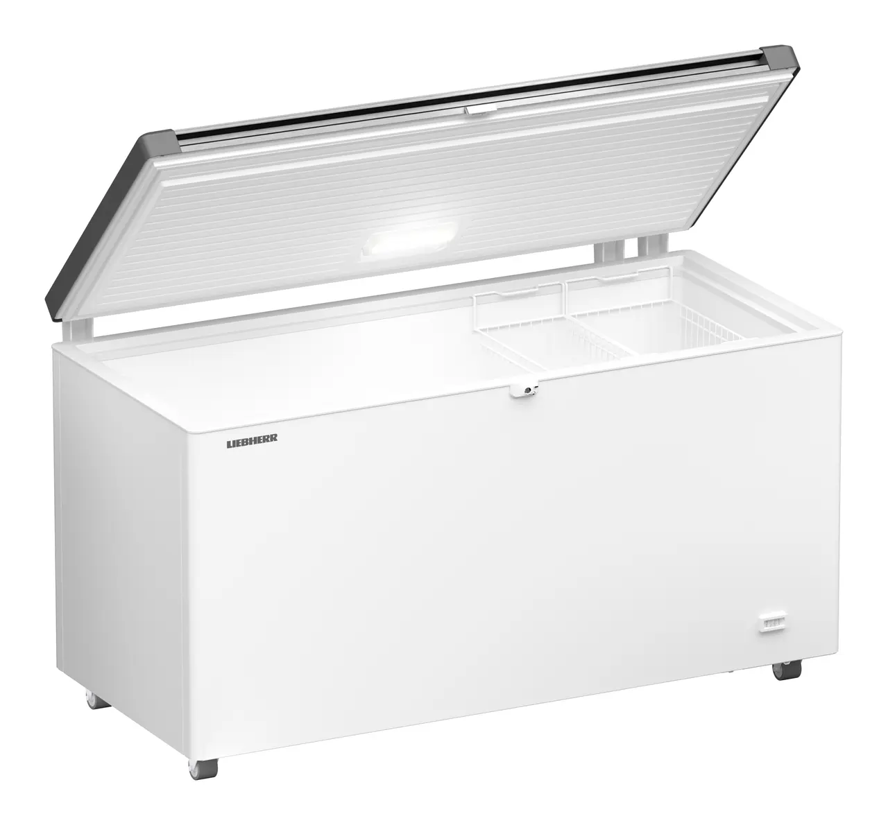 Product image, Perspective: oblique open empty, Chest freezers, Casing colour: white