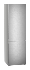 Product image, Perspective: oblique closed, Combined fridge-freezers with EasyFresh and NoFrost, Casing colour: silver, Door colour: stainless steel