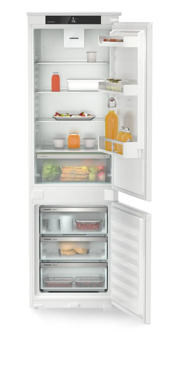 Product image, Perspective: straight open decorated, Integrable fridge-freezer with EasyFresh and NoFrost