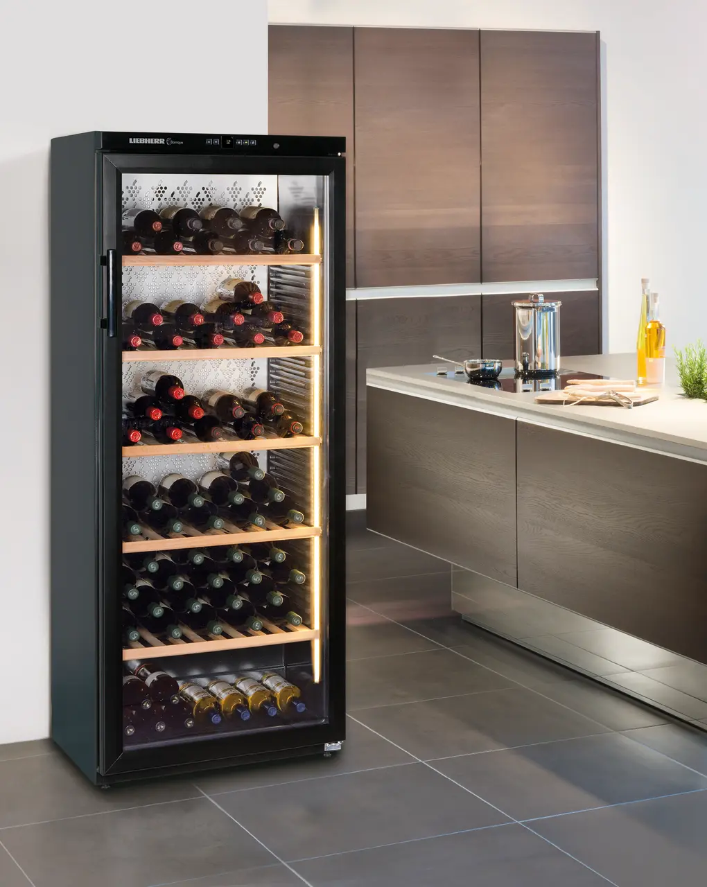 Product image, Perspective: milieu, Wine storage cabinet, Casing colour: black, Door colour: black