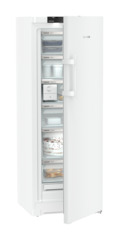 Product image, Perspective: oblique half-open decorated, Freestanding freezer with NoFrost and EasyTwist-Ice, Casing colour: white, Door colour: white