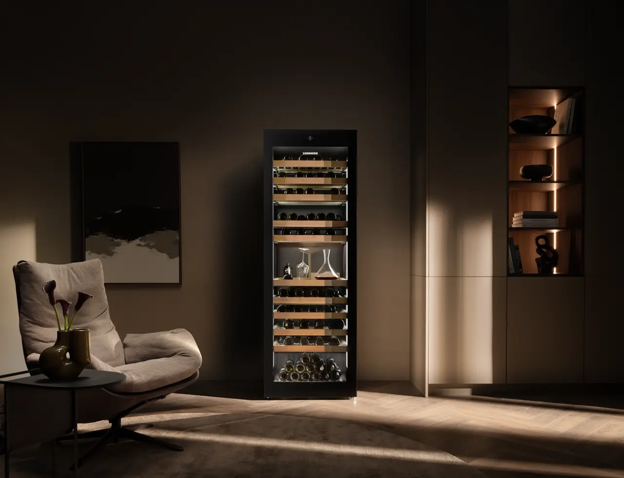 Product image, Perspective: milieu, Multi-temperature wine cabinet, Casing colour: black, Door colour: GlassBlack