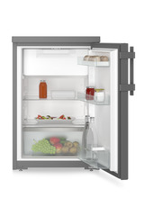 Product image, Perspective: straight open decorated, Table top refrigerator, Casing colour: DarkGrey, Door colour: DarkGrey