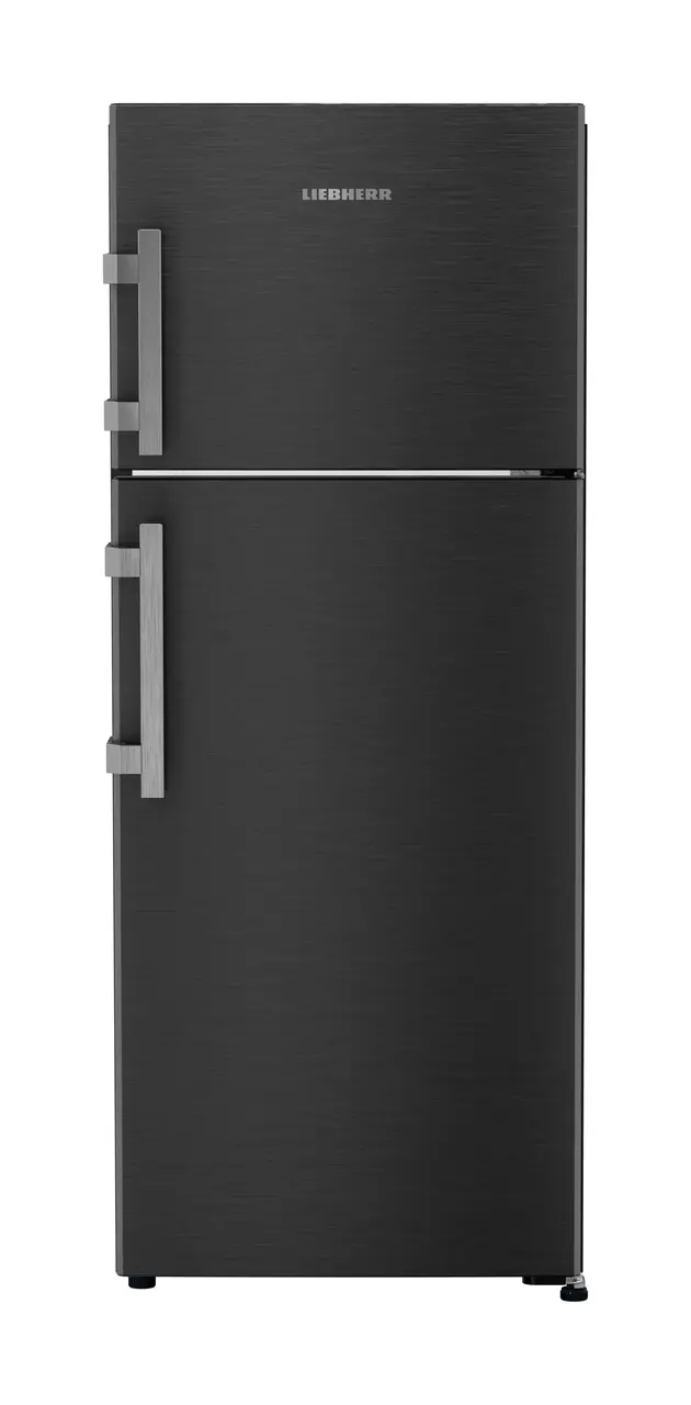 Product image, Perspective: straight closed, Fridge-freezer with NoFrost, Casing colour: grey, Door colour: BlackSteel