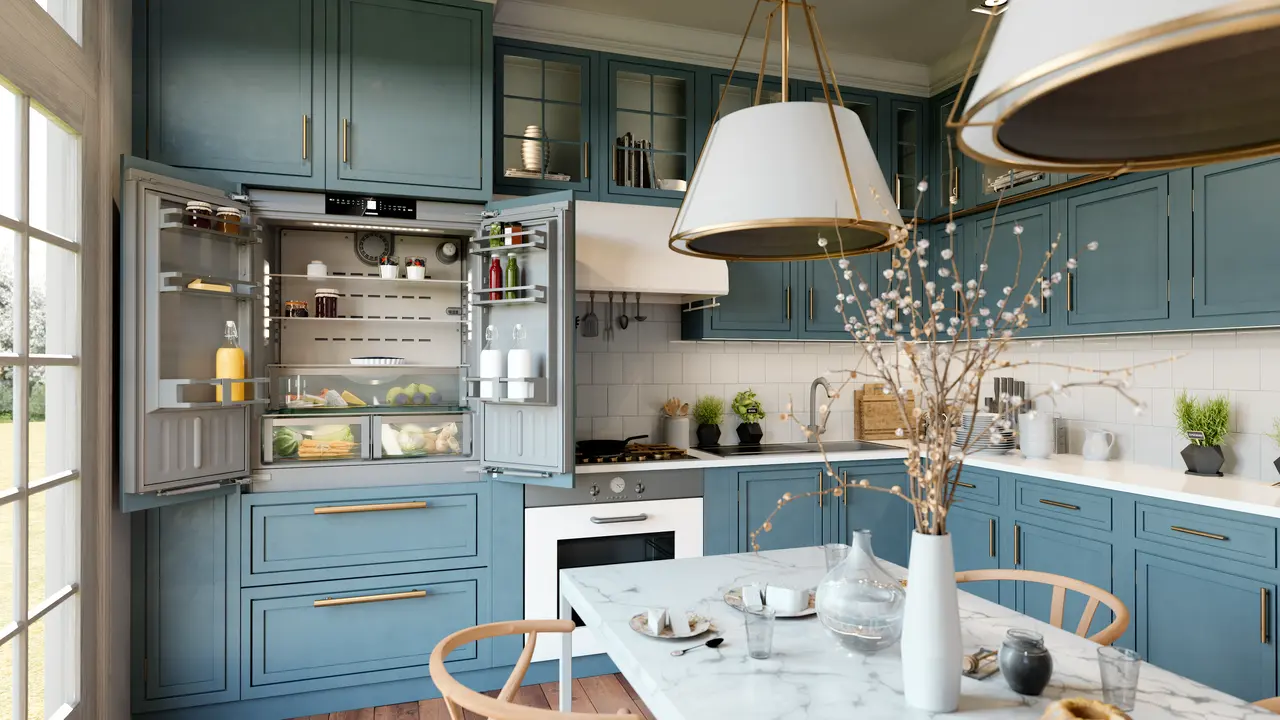 Product image, Perspective: milieu, Combined refrigerator-freezer with BioFresh and NoFrost for integrated use, Casing colour: Anthracite