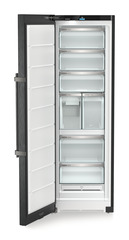 Product image, Perspective: straight open empty, Freestanding freezer with NoFrost and IceTower, Casing colour: BlackSteel, Door colour: BlackSteel
