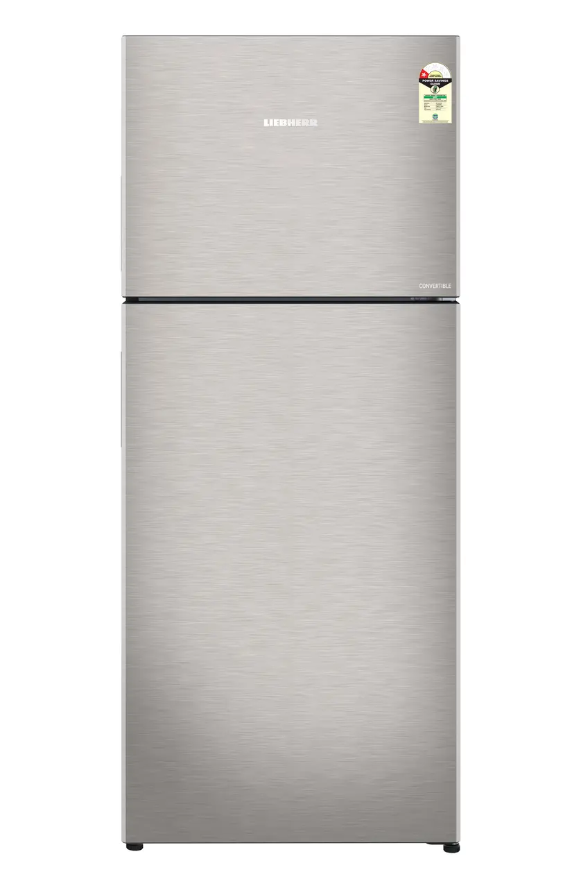 Product image, Perspective: straight closed, Fridge-freezer with NoFrost, Casing colour: grey, Door colour: Stainless Steel