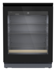 Product image, Perspective: straight closed empty, Fully Integrated under counter beverage fridge, Door colour: GlassBlack