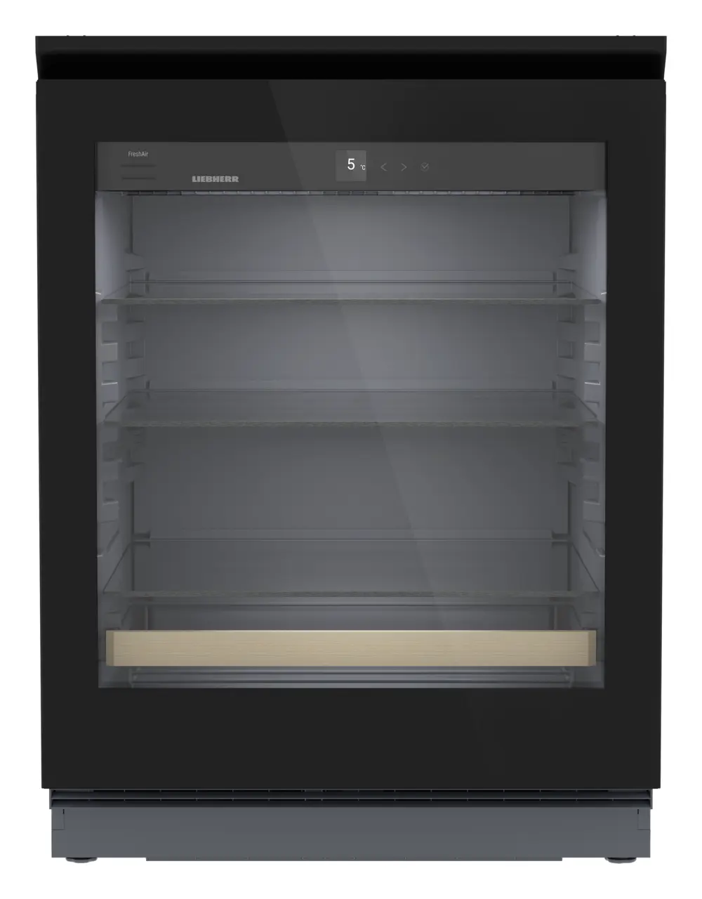 Product image, Perspective: straight closed empty, Fully Integrated under counter beverage fridge, Door colour: GlassBlack