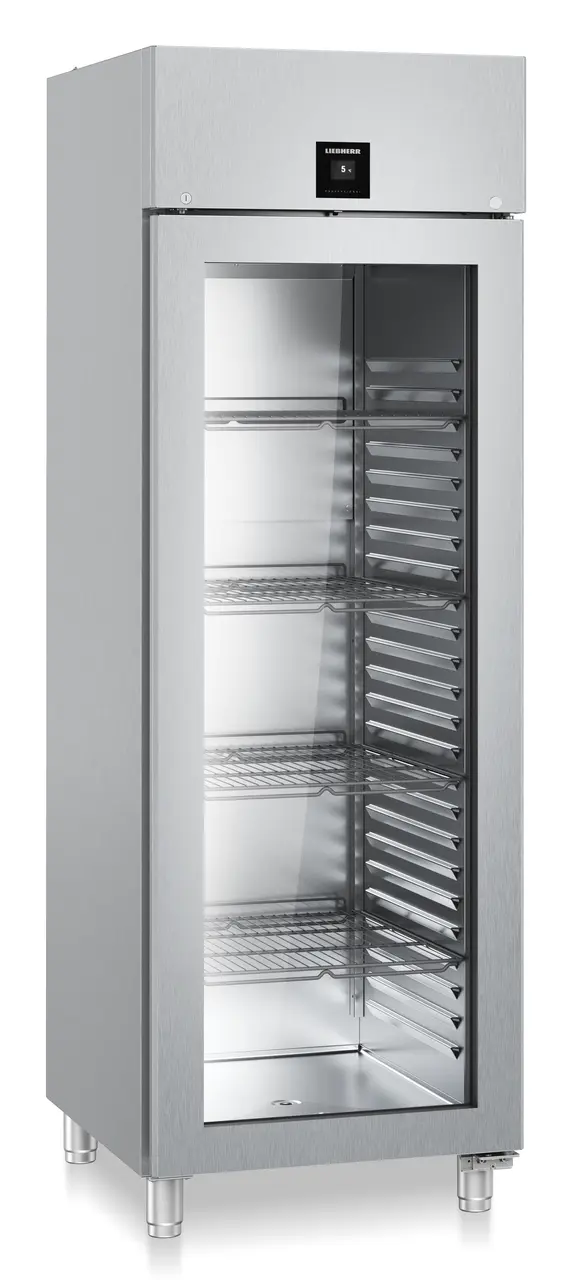 Product image, Perspective: oblique closed empty, Forced-air refrigerator GN 2/1, Casing colour: stainless steel, Door colour: stainless steel