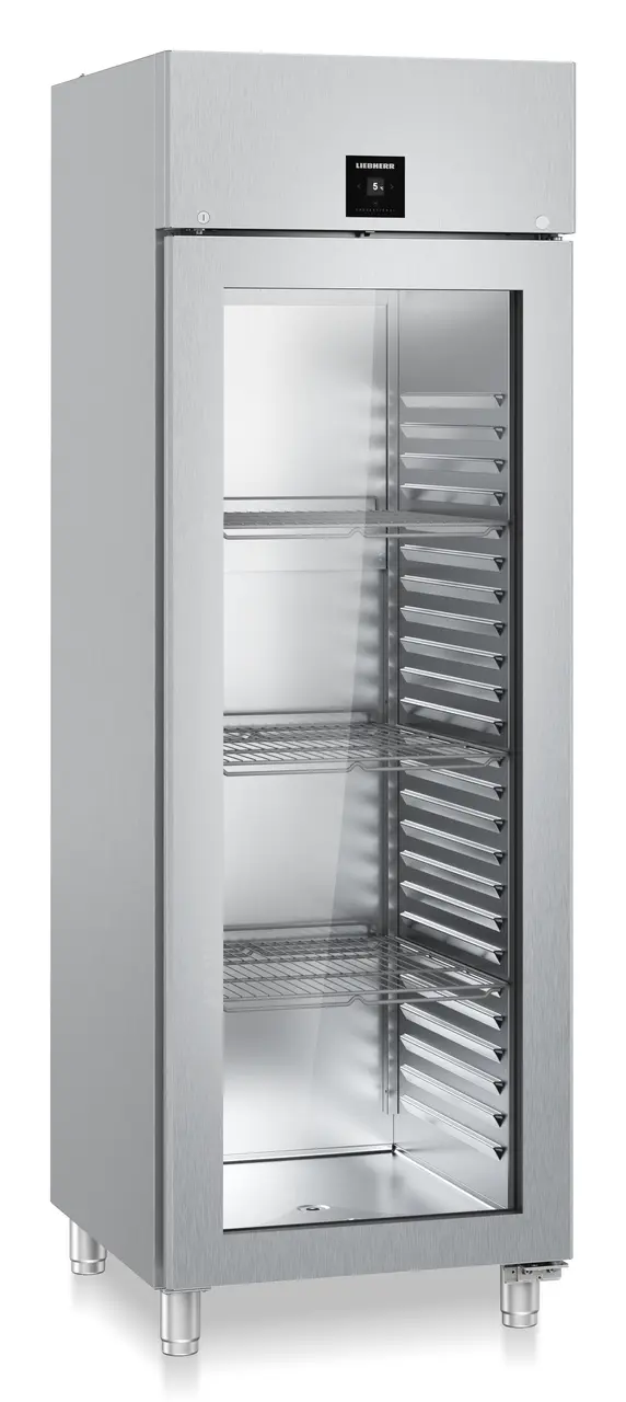 Product image, Perspective: oblique closed empty, Forced-air refrigerator GN 2/1, Casing colour: stainless steel, Door colour: stainless steel
