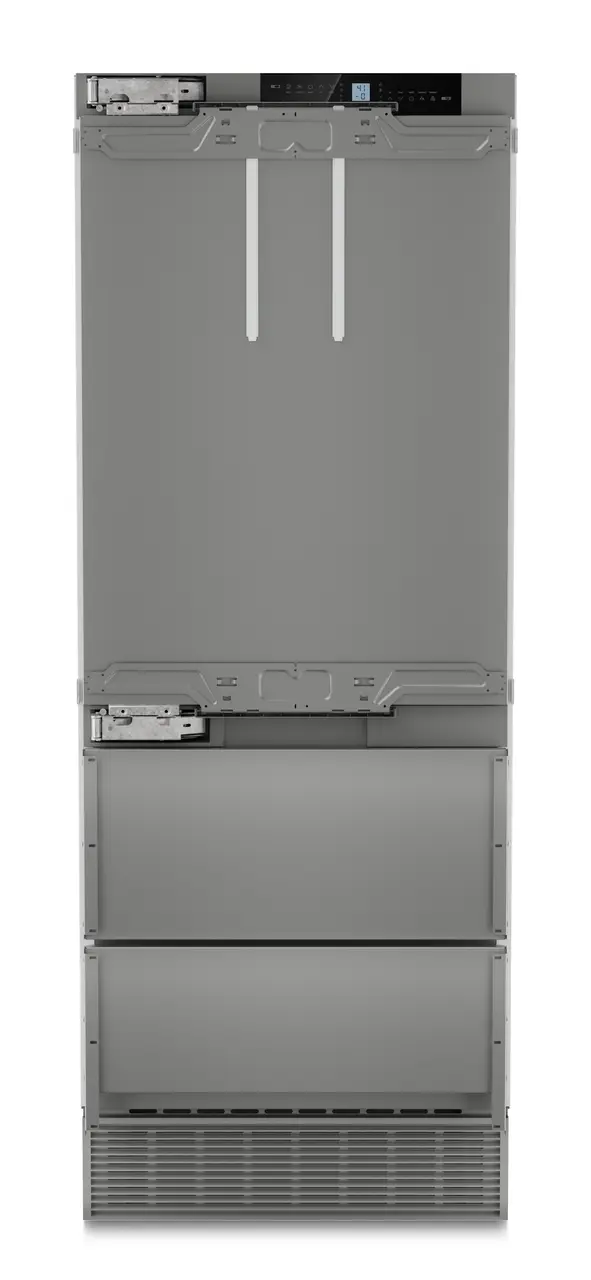 Product image, Perspective: straight closed, Combined refrigerator-freezer with NoFrost for integrated use, Casing colour: Anthracite