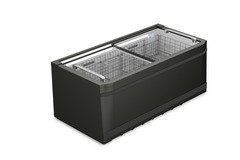 Изображение на продукта, Перспектива: Странично, затворен, Фризерна ракла за супермаркет, Цвят на корпуса: сив