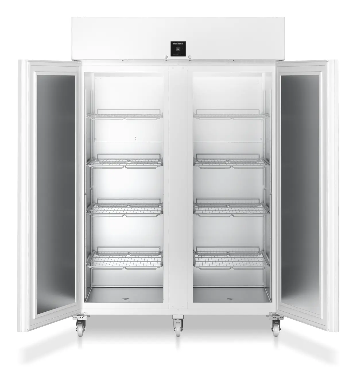 Product image, Perspective: straight open empty, Laboratory freezer with convection cooling, Casing colour: white, Door colour: white