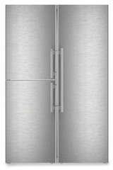 Product image, Perspective: straight closed, Side-by-Side combination, Casing colour: silver, Door colour: stainless steel