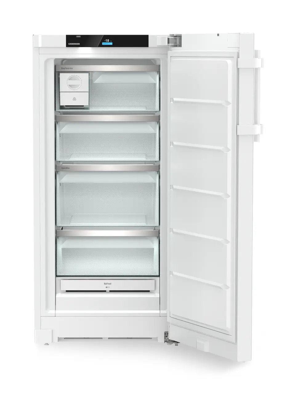 Product image, Perspective: straight open empty, Freestanding freezer with NoFrost and EasyTwist-Ice, Casing colour: white, Door colour: white