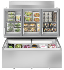 Image de produit, Perspective: Droit fermé décoré, Congélateur haut supermarché, Couleur de l’habillage: gris