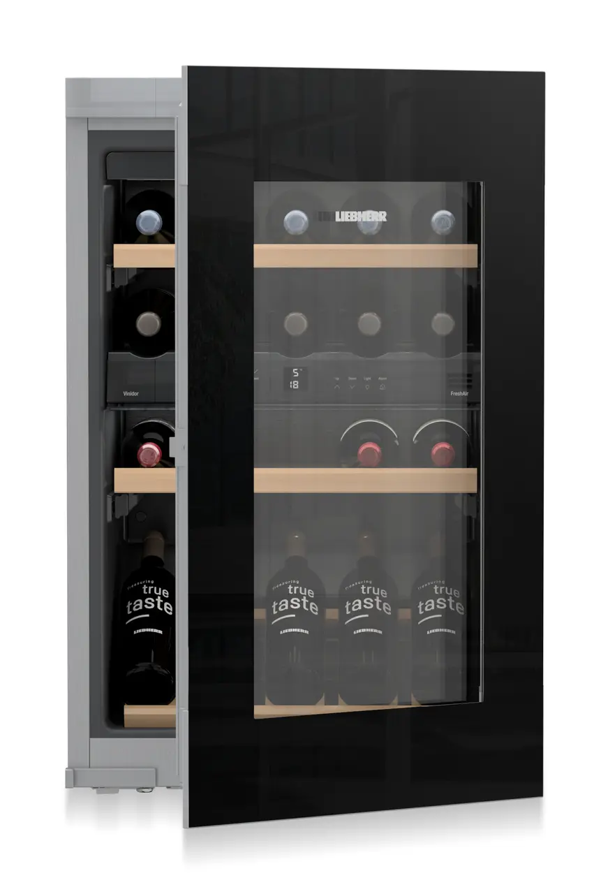 Product image, Perspective: special form, Built-in multi-temperature wine cabinet, Casing colour: silver, Door colour: GlassBlack