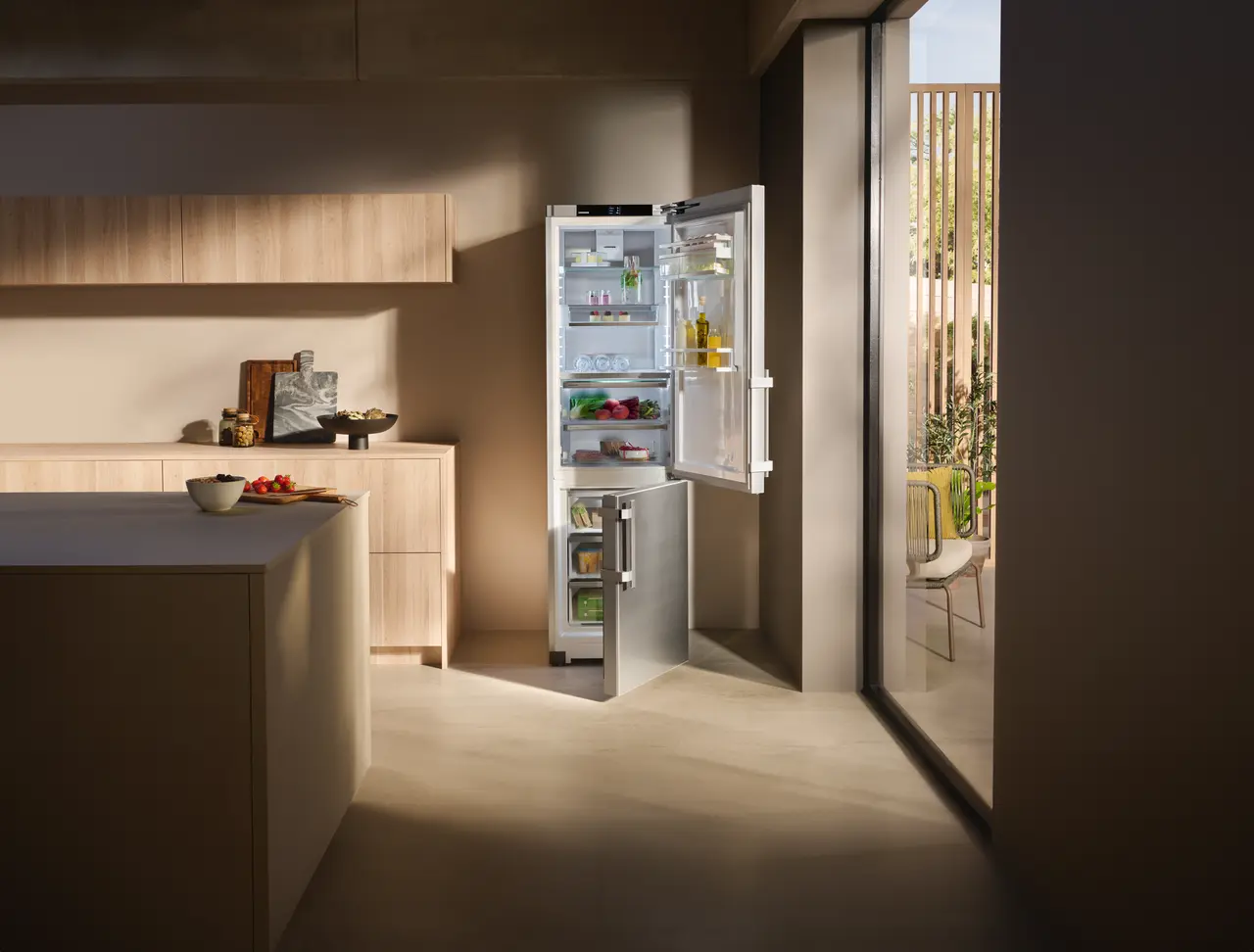 Product image, Perspective: milieu, Fridge-freezer with BioFresh and NoFrost, Casing colour: silver, Door colour: stainless steel