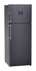 Product image, Perspective: oblique closed, Fridge-freezer with NoFrost, Casing colour: grey, Door colour: Cobalt Steel