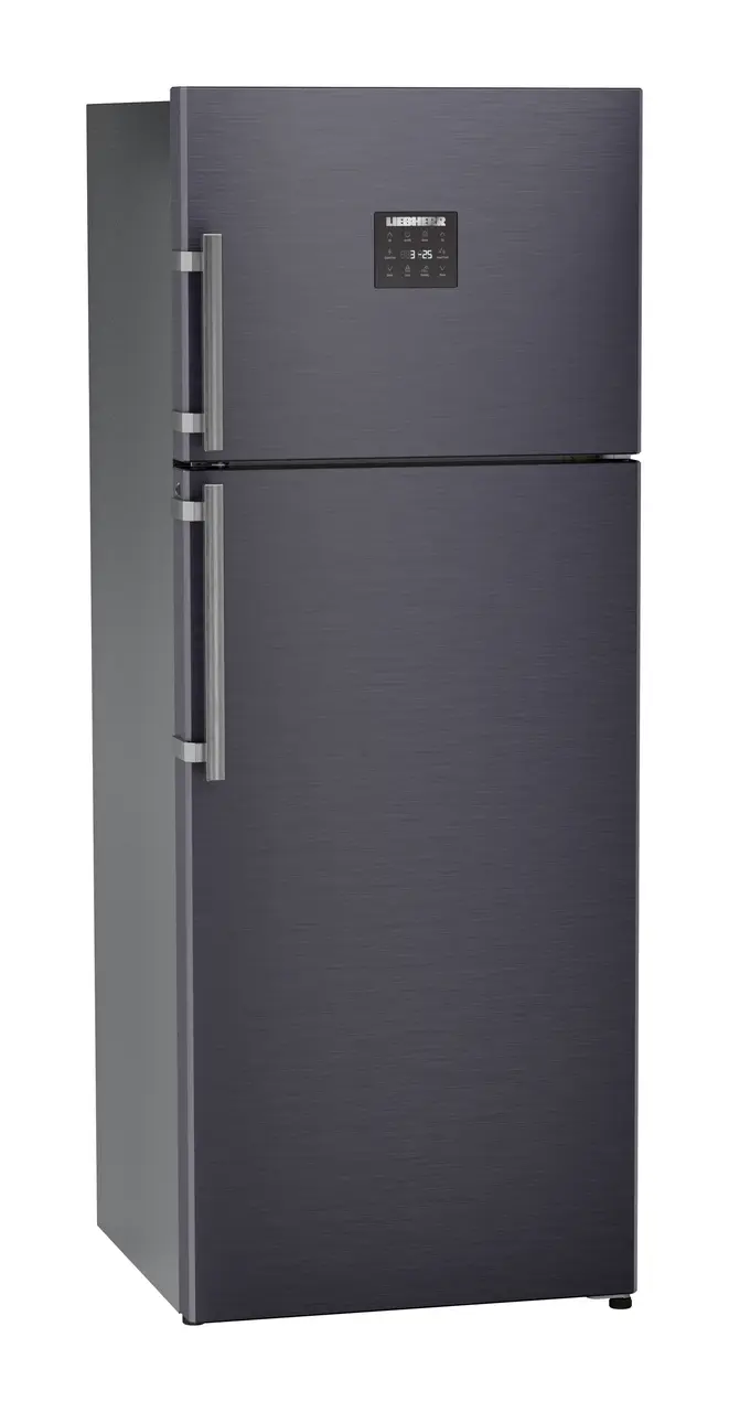 Product image, Perspective: oblique closed, Fridge-freezer with NoFrost, Casing colour: grey, Door colour: Cobalt Steel