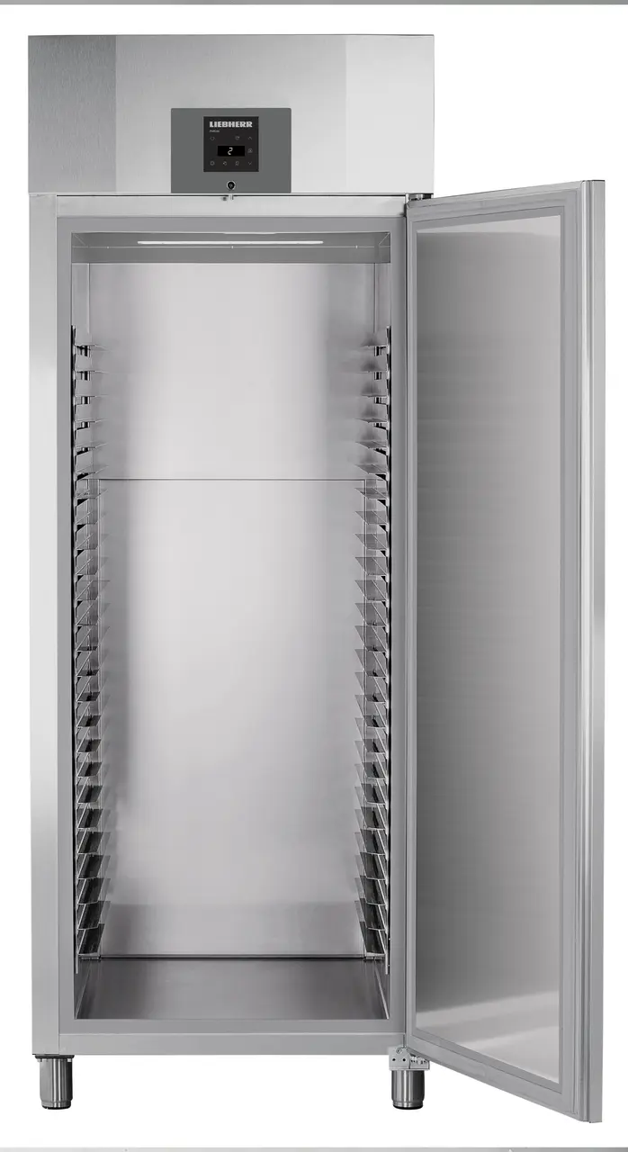Product image, Perspective: straight open empty, Forced-air bakery standard refrigerator, Casing colour: stainless steel