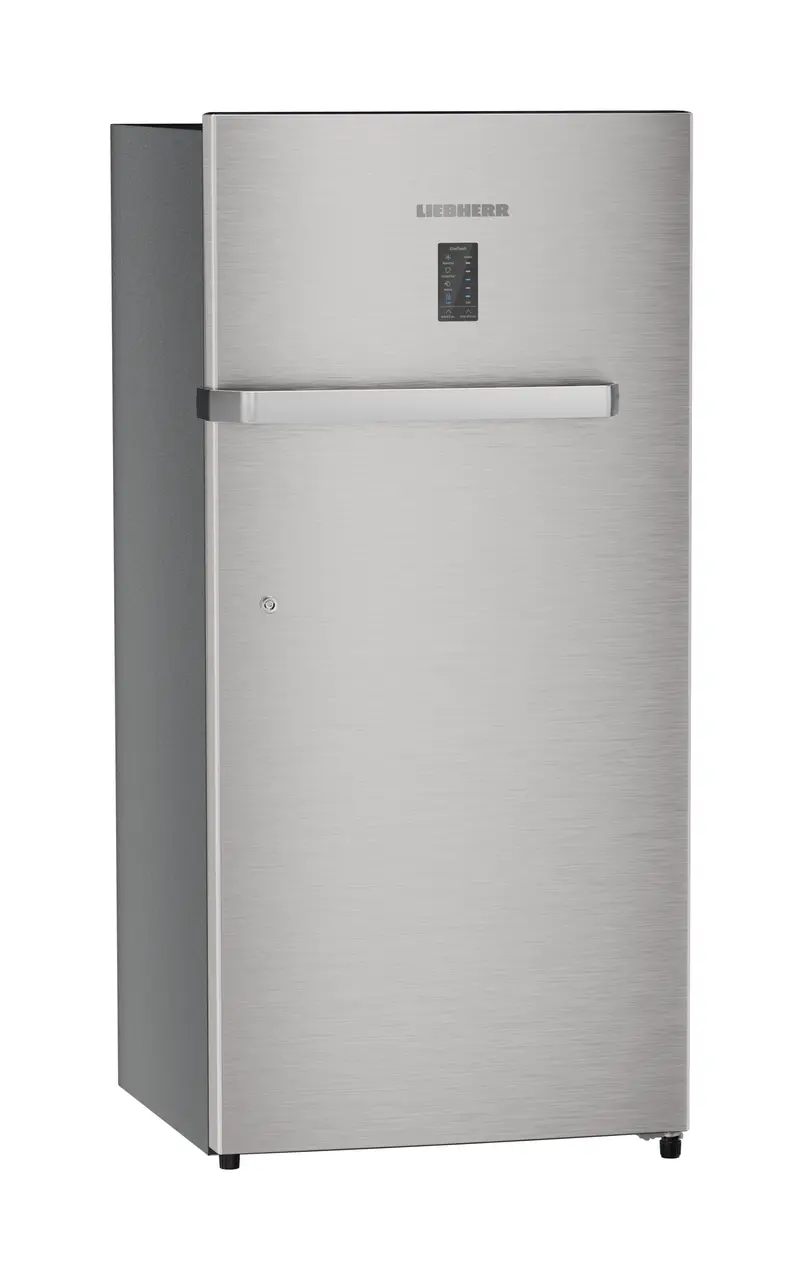 Product image, Perspective: oblique closed, Single-door refrigerator 191 l in 4 star with iCoolTouch UI, Casing colour: grey, Door colour: Stainless Steel