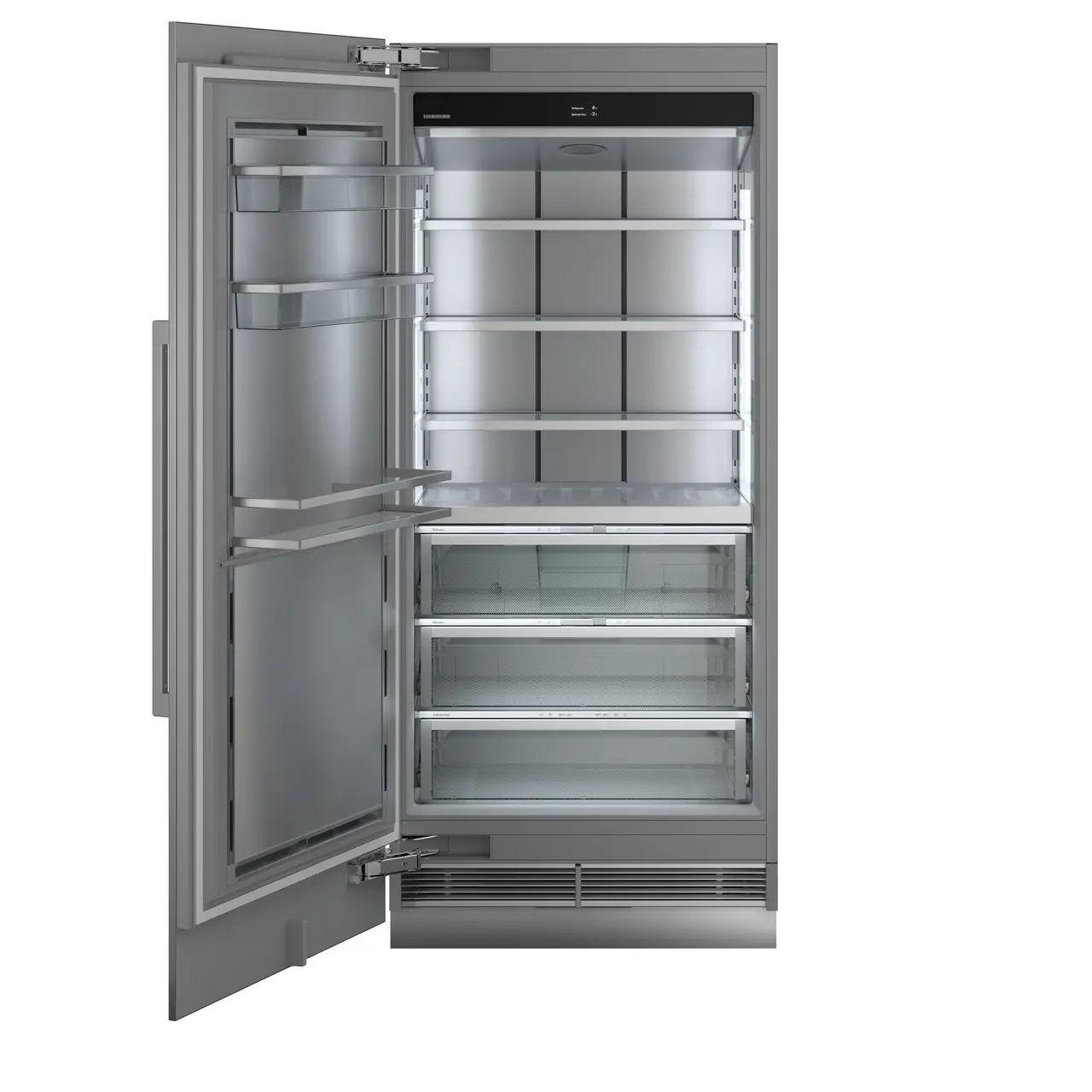 Produkt-Bild, Perspektive: gerade offen leer, Integrierbarer Kühlschrank mit BioFresh, Gehäusefarbe: Grau