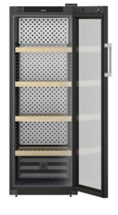 Produkt-Bild, Perspektive: gerade offen leer, Weinlagerschrank, Gehäusefarbe: Schwarz, Türfarbe: Schwarz