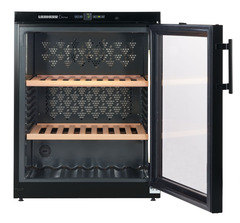 Product image, Perspective: straight open empty, Wine storage cabinet, Casing colour: black, Door colour: black
