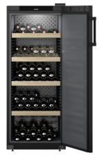 Product image, Perspective: straight open decorated, Wine storage cabinet, Casing colour: black, Door colour: black