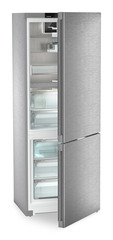 Product image, Perspective: oblique half-open empty, Fridge-freezer with BioFresh Professional and NoFrost, Casing colour: stainless steel, Door colour: stainless steel