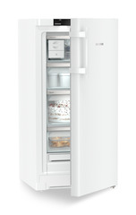 Product image, Perspective: oblique half-open decorated, Freestanding freezer with NoFrost and EasyTwist-Ice, Casing colour: white, Door colour: white