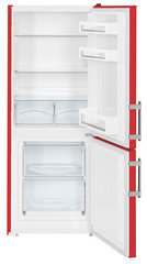 Product image, Perspective: straight open empty, Automatic refrigerator-freezer with SmartFrost, Casing colour: red, Door colour: red