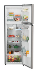 Product image, Perspective: straight open decorated, Fridge-freezer with NoFrost, Casing colour: grey, Door colour: Grey Steel