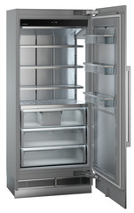 Produkt-Bild, Perspektive: schräg offen leer, Integrierbarer Gefrierschrank mit NoFrost, Gehäusefarbe: Grau