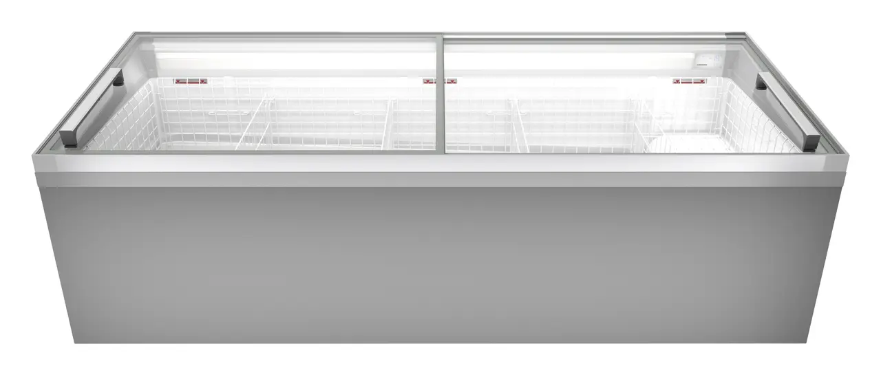 Image de produit, Perspective: Forme spéciale, Réfrigérateur-coffre et congélateur-coffre de supermarché, Couleur de l’habillage: gris