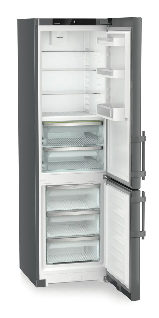 Obrázok produktu, Perspektíva: Šikmo, spotrebič otvorený, prázdny, Kombinácia chladničky a mrazničky s BioFresh a NoFrost