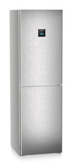 Product image, Perspective: oblique closed, Combined fridge-freezers with EasyFresh and NoFrost, Casing colour: silver, Door colour: Steelfinish