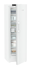 Product image, Perspective: oblique half-open decorated, Freestanding freezer with NoFrost and EasyTwist-Ice, Casing colour: white, Door colour: white
