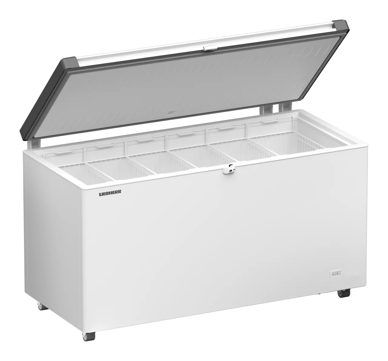 Product image, Perspective: oblique half-open empty, Chest freezers, Casing colour: white