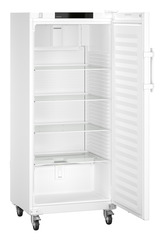 Product image, Perspective: oblique open empty, Laboratory refrigerator with convection cooling, Casing colour: white, Door colour: white