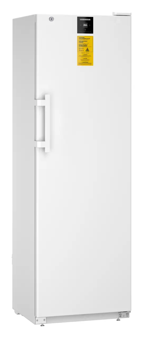 Изображение на продукта, Перспектива: Странично, затворен, празен, Лабораторен фризер с вътрешна част без източник на запалване, Цвят на корпуса: бял, Цвят на вратата: бял