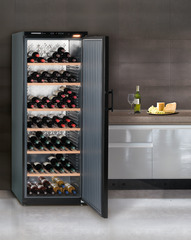 Product image, Perspective: milieu, Wine storage cabinet, Casing colour: black, Door colour: black