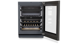 Изображение на продукта, Перспектива: Отпред, отворен, празен, Хладилник за вино, подходящ за монтаж под плота, за темпериране на вино, Цвят на корпуса: Антрацит
