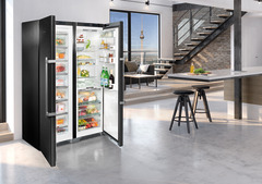 Product image, Perspective: milieu, Side-by-Side combination, Casing colour: BlackSteel, Door colour: BlackSteel