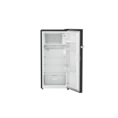Product image, Perspective: straight open empty, Single-door refrigerator 191 l in 5 star with inverter compressor, Casing colour: grey, Door colour: Black Gloss
