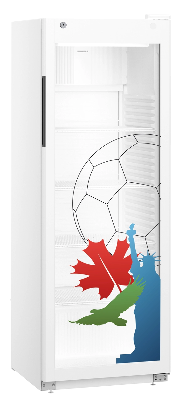 Obraz produktu, Perspektywa: Pod kątem, zamknięte, puste, Chłodziarka z chłodzeniem powietrzem obiegowym, Kolor obudowy: Biała, Kolor drzwi: Biała