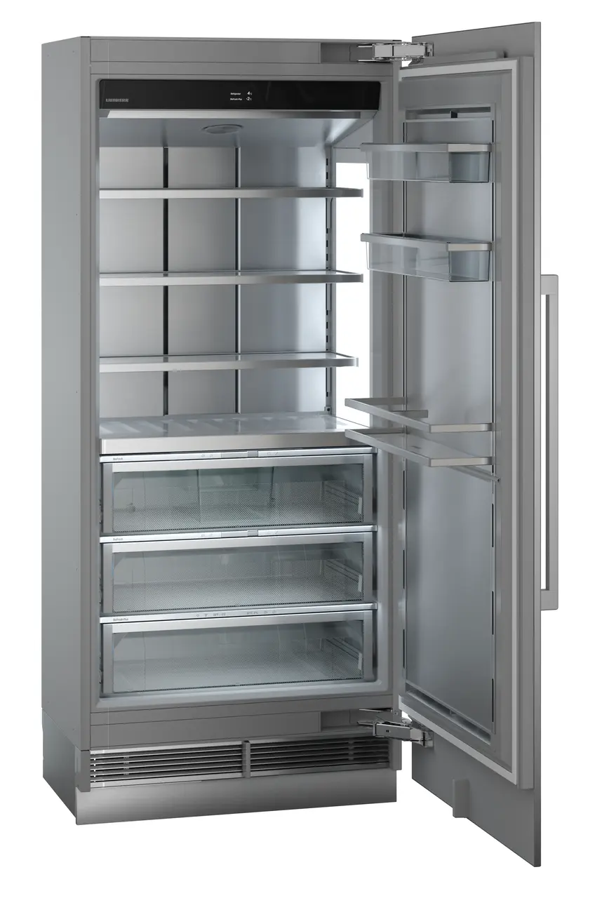 Product image, Perspective: oblique open empty, Refrigerator with BioFresh for integrated use, Casing colour: grey